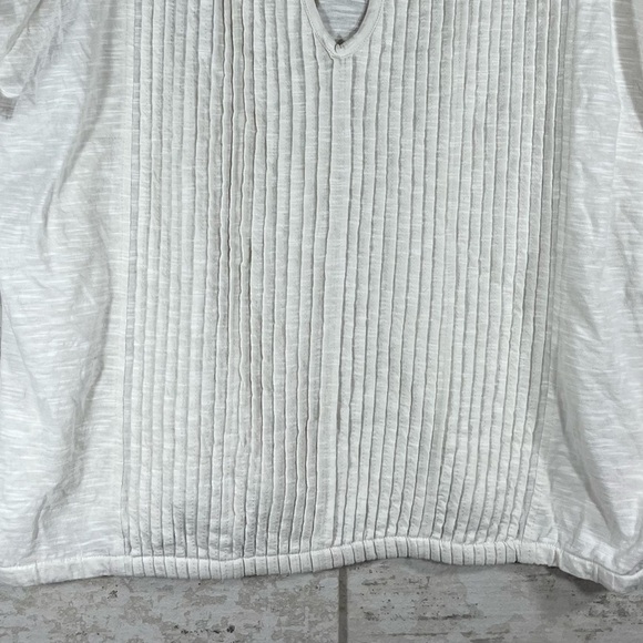 PRANA Ivory Short Sleeve Pleated Peasant Top Organic Cotton Blend Size Small - Picture 3 of 10